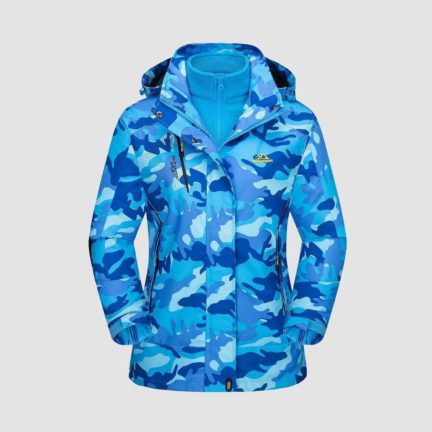3-in-1 waterproof winter coat, fleece-lined, two-piece suit, ski and hiking jacket with hood