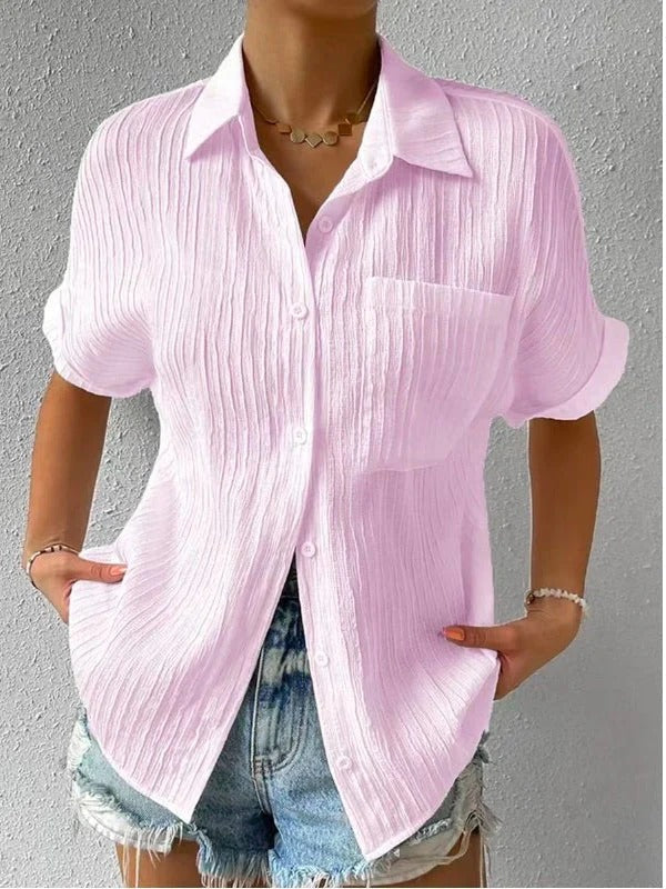 Shirt Collar Casual Buttoned Loose Blouse(50% OFF)