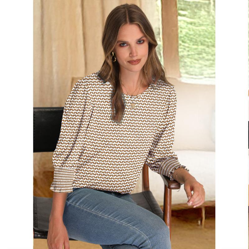 🔥Hot Sale 50% OFF💝✨Women Dressy Casual 3/4 Length Sleeve Blouses with Smocked Cuffs