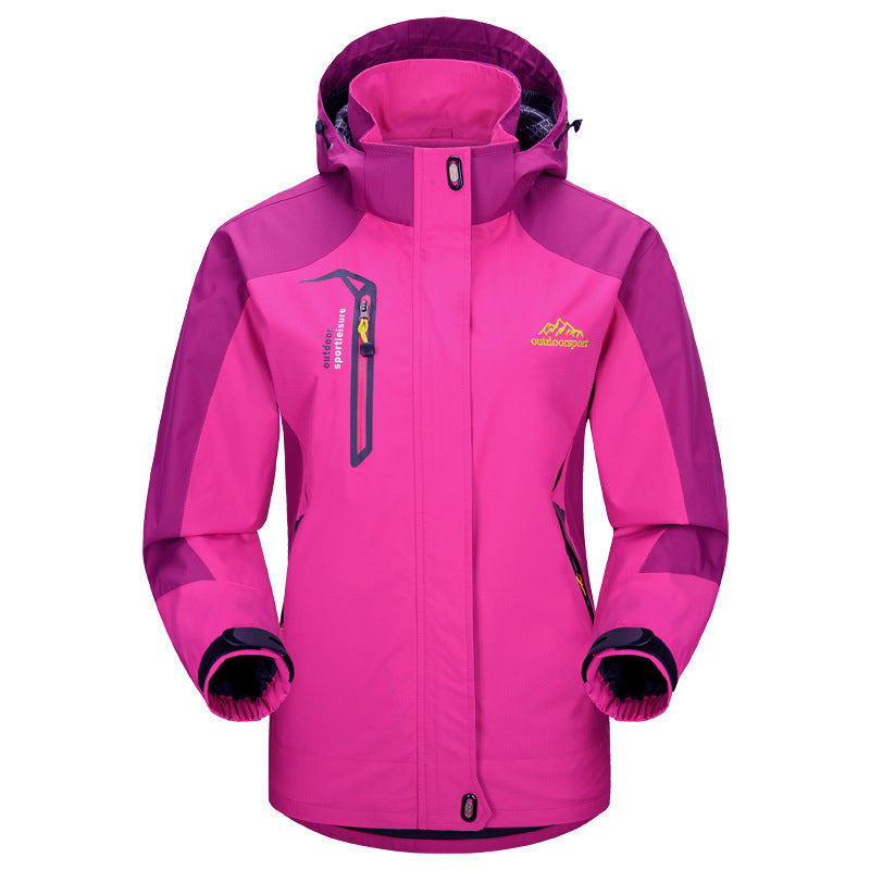3-in-1 waterproof winter coat, fleece-lined, two-piece suit, ski and hiking jacket with hood