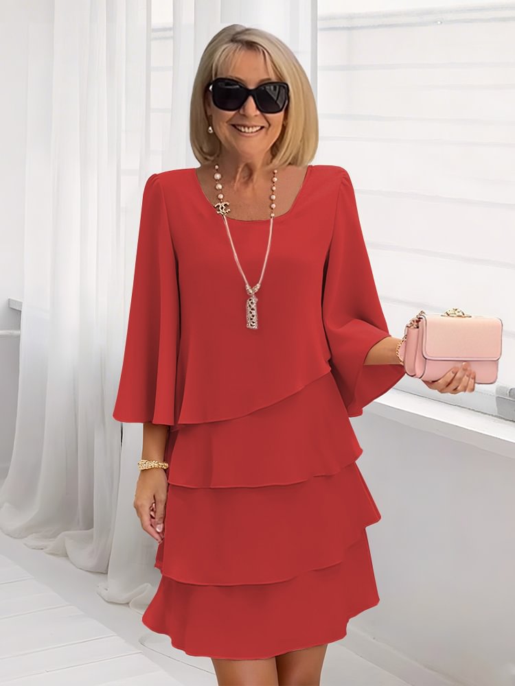 💃LAST DAY SAEL 60% OFF!!✨Women's Tiered Ruffle Dress with Flared Sleeves