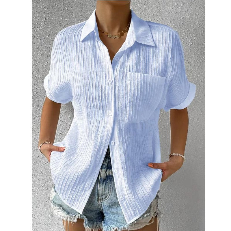 Shirt Collar Casual Buttoned Loose Blouse(50% OFF)