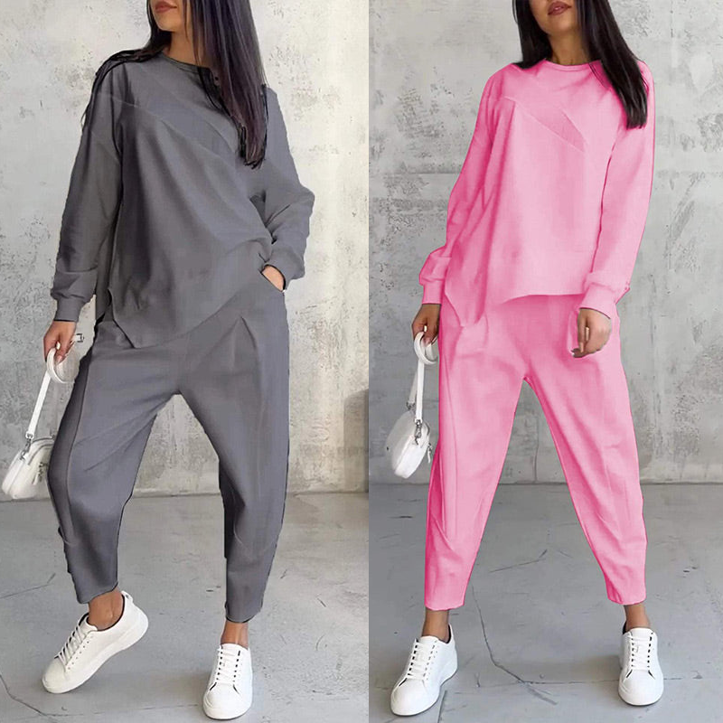 ⏰ Now only 50% off!🔥Women Long-Sleeve Irregular Hem Sweatshirts & Pants Set