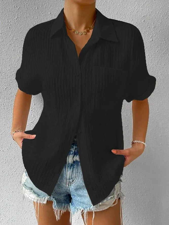 Shirt Collar Casual Buttoned Loose Blouse(50% OFF)