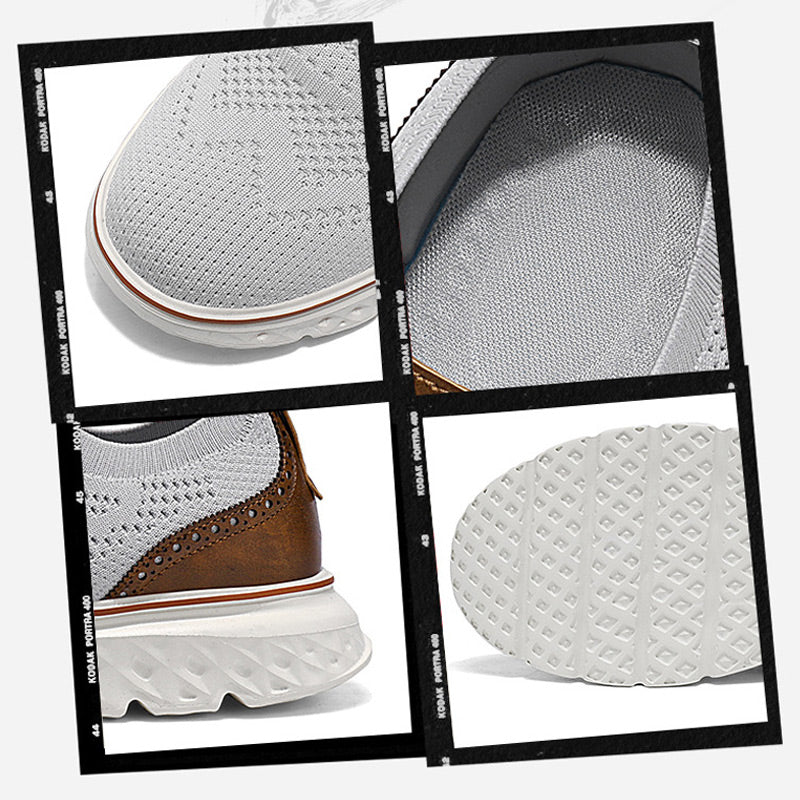 Men’s Breathable Lightweight Knit Patchwork Sneakers
