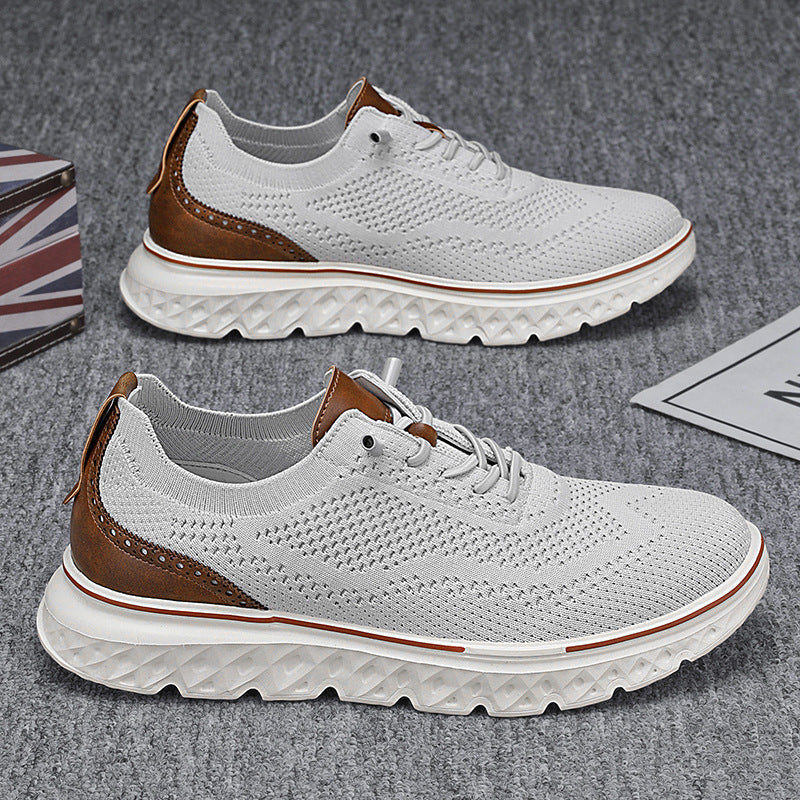 Men’s Breathable Lightweight Knit Patchwork Sneakers