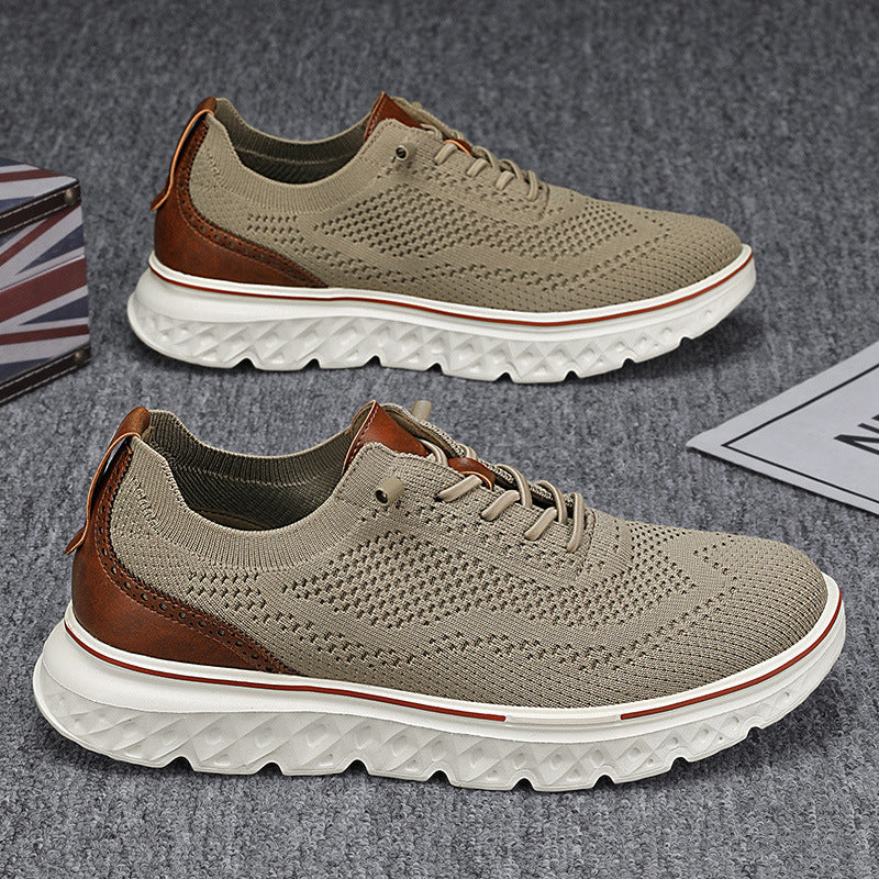 Men’s Breathable Lightweight Knit Patchwork Sneakers