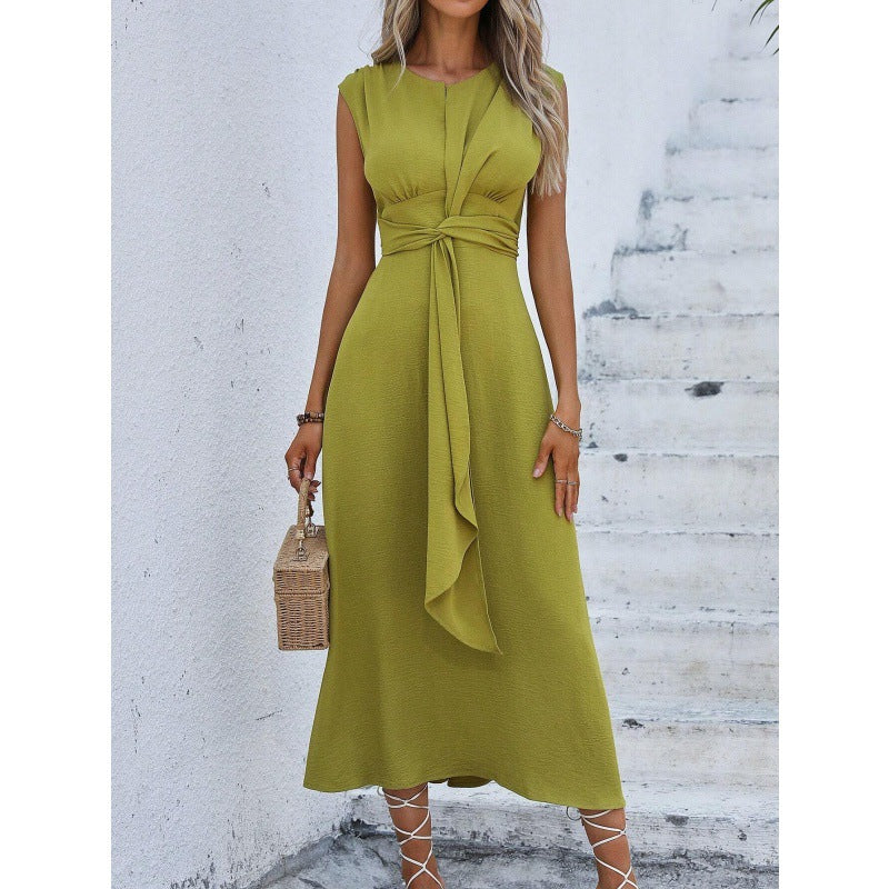 Women's Elegant Solid Color Crew Neck Dress