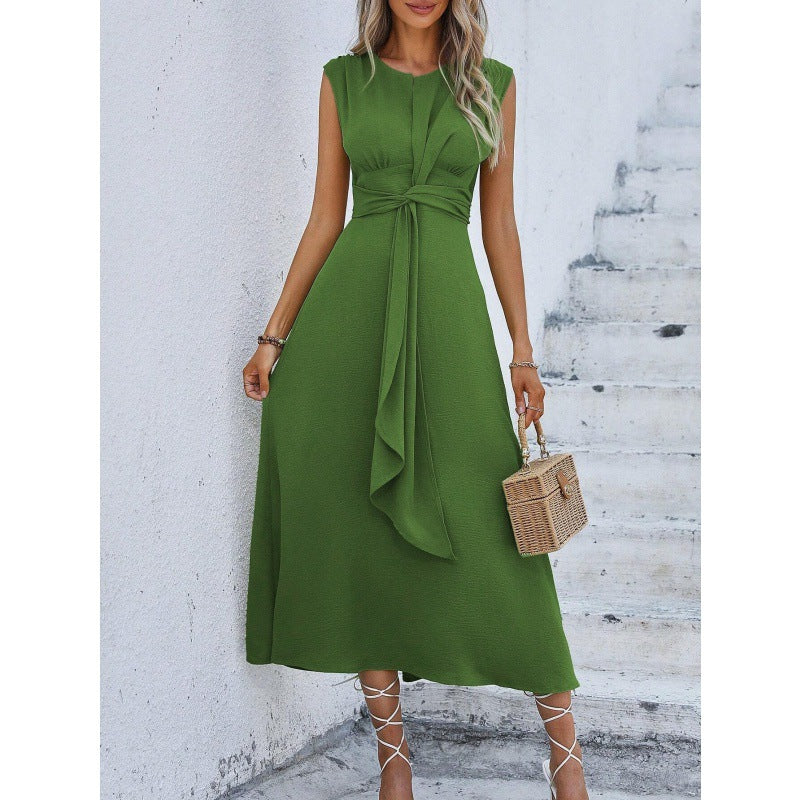 Women's Elegant Solid Color Crew Neck Dress