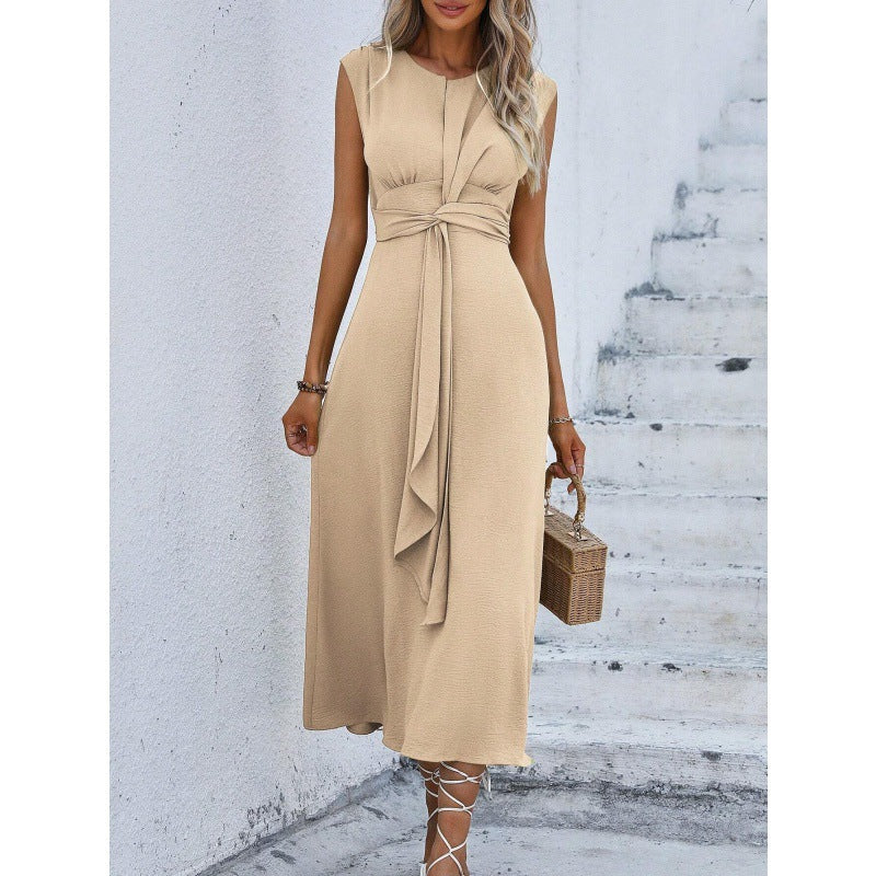 Women's Elegant Solid Color Crew Neck Dress