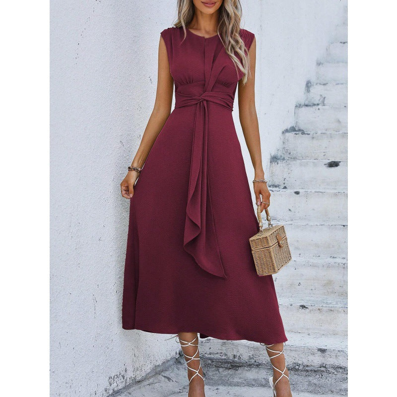 Women's Elegant Solid Color Crew Neck Dress