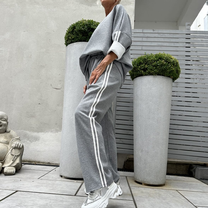 Women’s Casual Striped Tops & Wide-Leg Pants 2-Piece Set