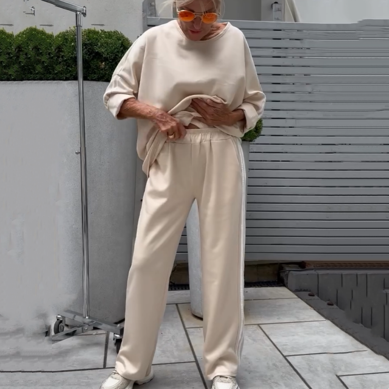 Women’s Casual Striped Tops & Wide-Leg Pants 2-Piece Set