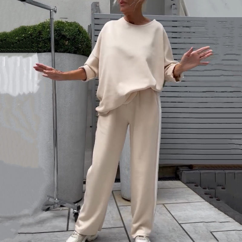 Women’s Casual Striped Tops & Wide-Leg Pants 2-Piece Set