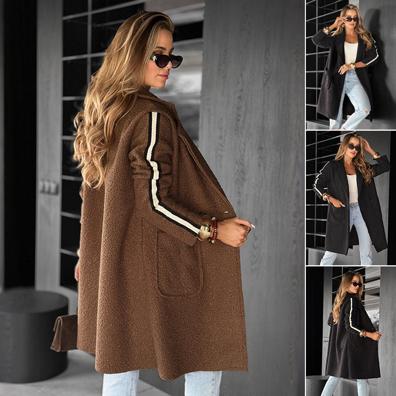 Fashionable lapel striped coat jacket