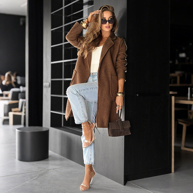 Fashionable lapel striped coat jacket