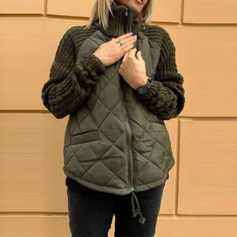 Women's Knit Patchwork Puffy Jacket