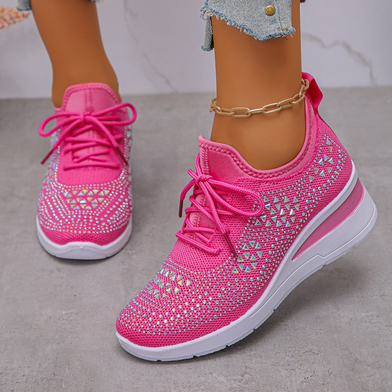 Rhinestones-Embellished Breathable Mesh Sneakers(50% OFF)