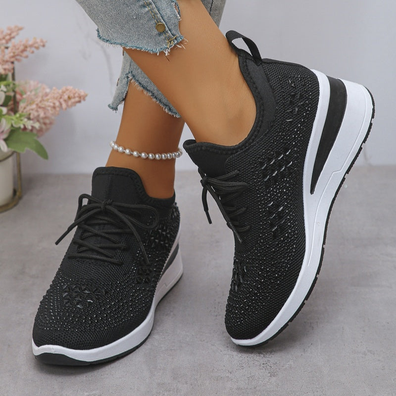 Rhinestones-Embellished Breathable Mesh Sneakers(50% OFF)