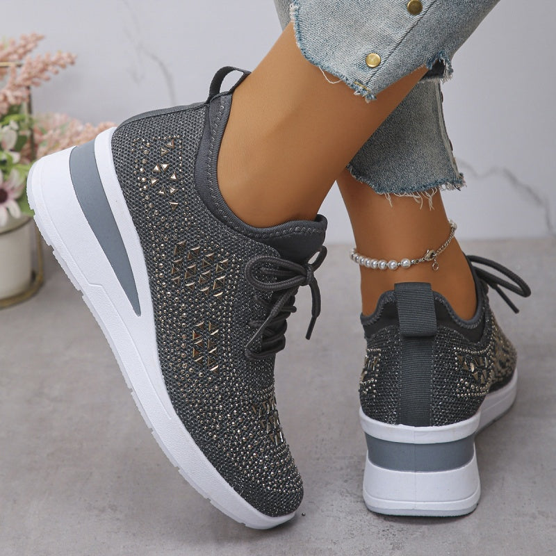 Rhinestones-Embellished Breathable Mesh Sneakers(50% OFF)