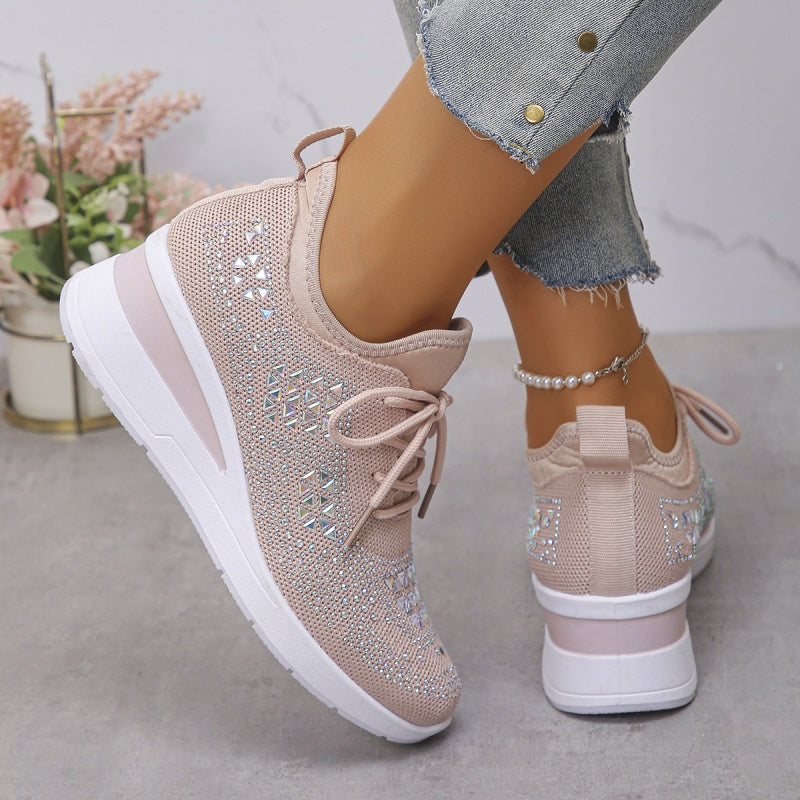 Rhinestones-Embellished Breathable Mesh Sneakers(50% OFF)