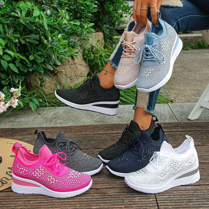 Rhinestones-Embellished Breathable Mesh Sneakers(50% OFF)