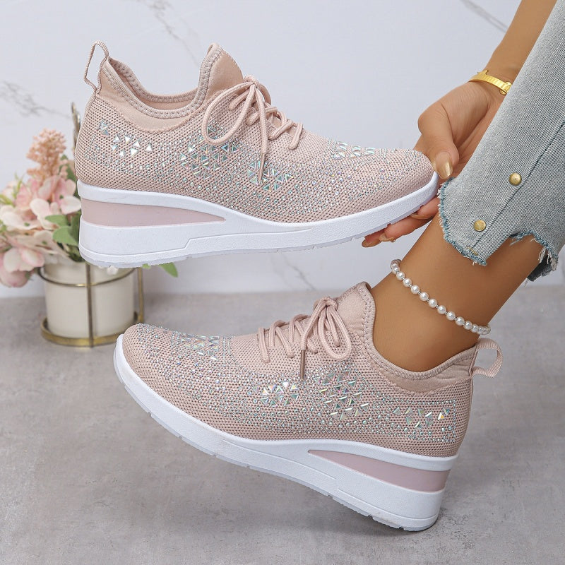 Rhinestones-Embellished Breathable Mesh Sneakers(50% OFF)