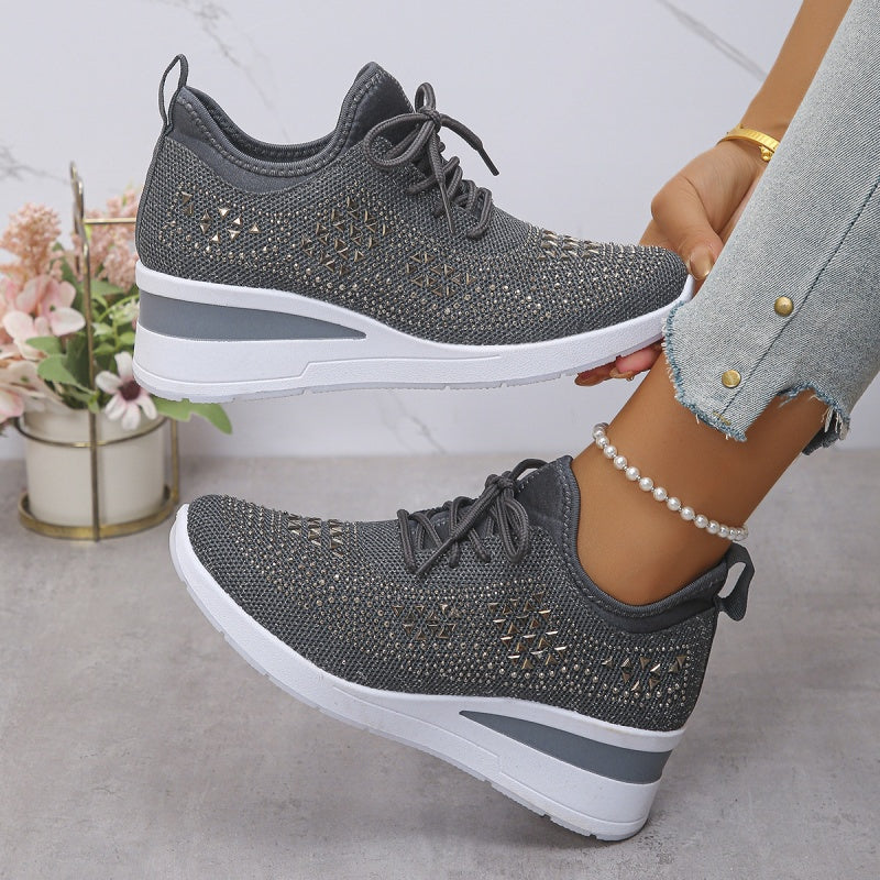 Rhinestones-Embellished Breathable Mesh Sneakers(50% OFF)