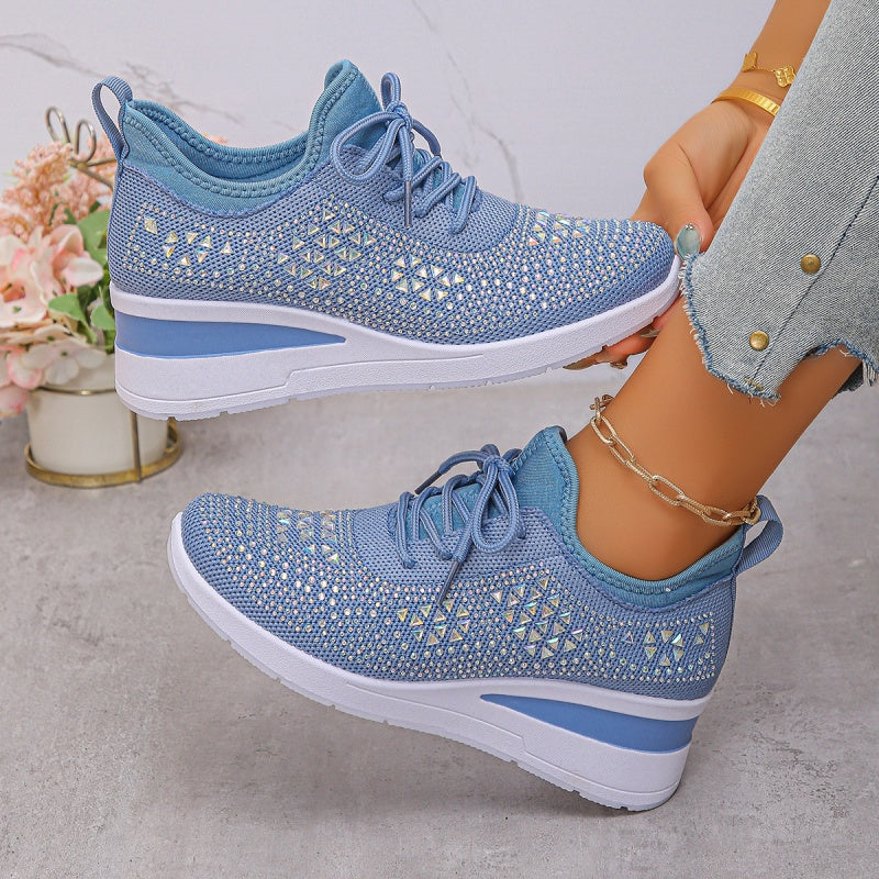 Rhinestones-Embellished Breathable Mesh Sneakers(50% OFF)