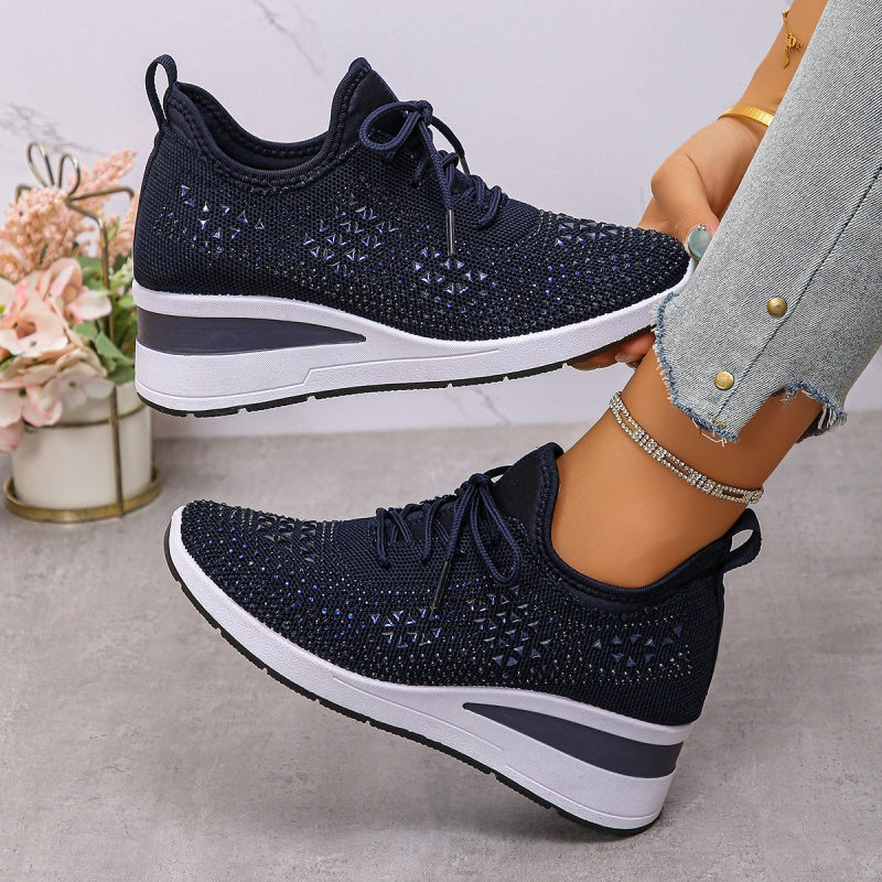Rhinestones-Embellished Breathable Mesh Sneakers(50% OFF)