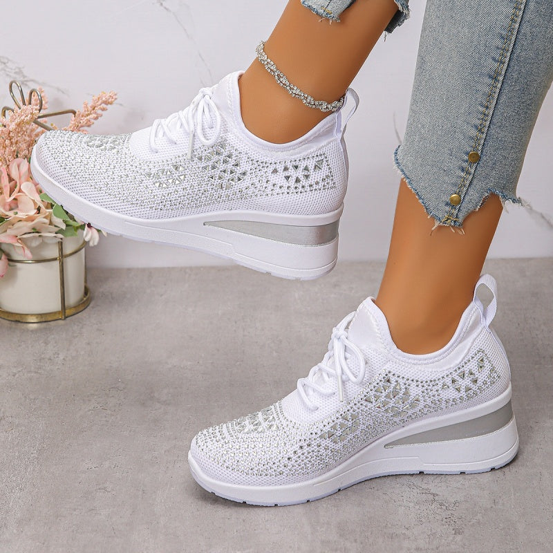 Rhinestones-Embellished Breathable Mesh Sneakers(50% OFF)