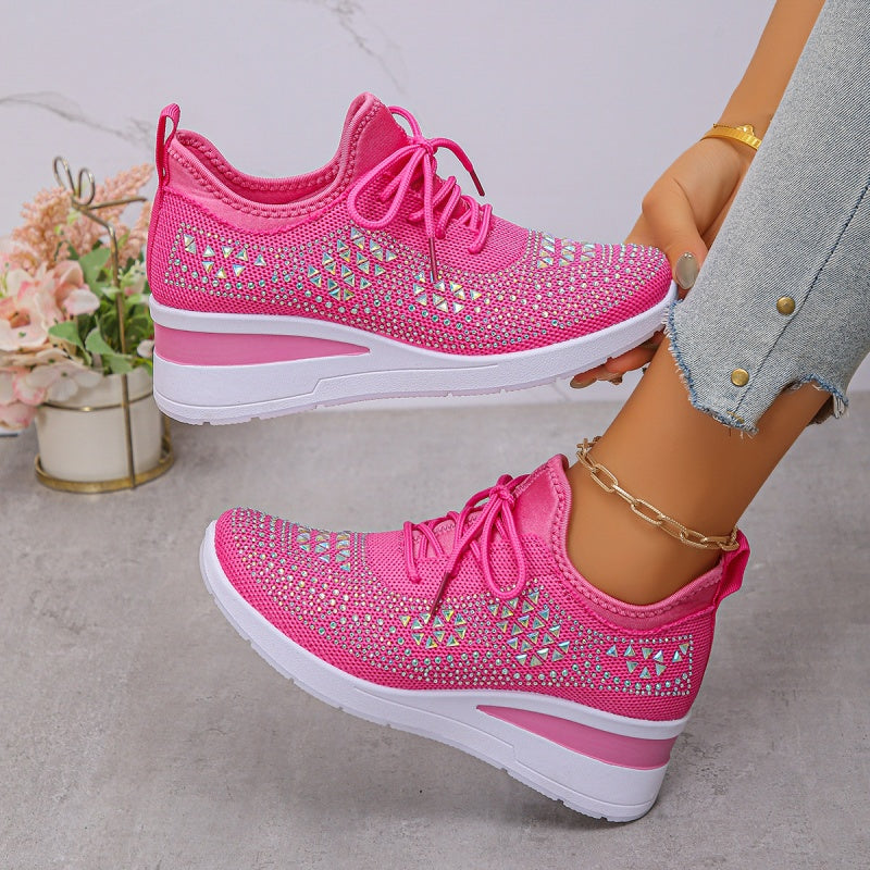 Rhinestones-Embellished Breathable Mesh Sneakers(50% OFF)