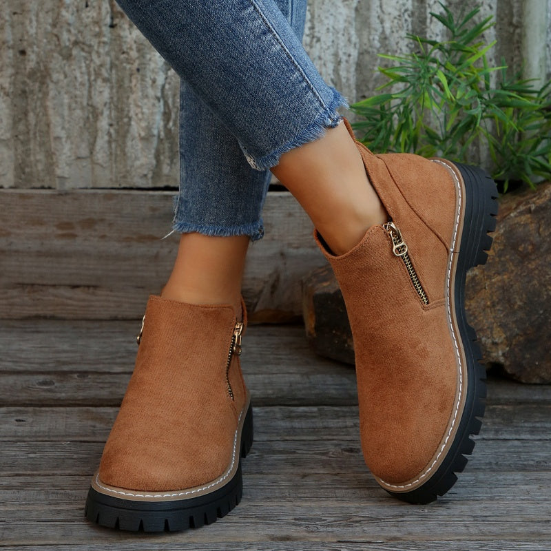 🎉2025 New Products Hot Sale✨Women's Round-Toe Ankle Boots with Side Zipper