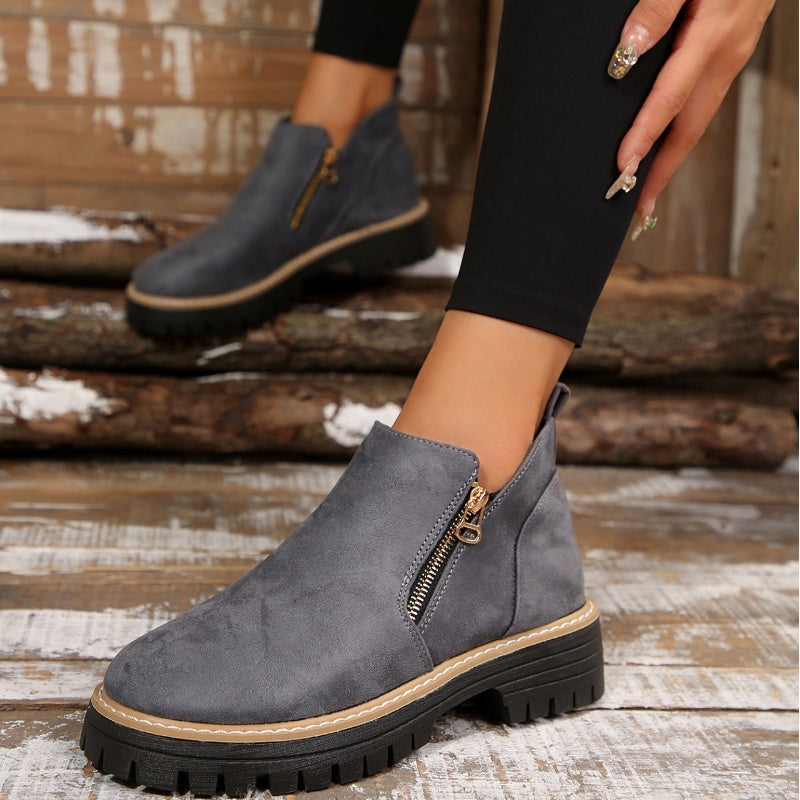 🎉2025 New Products Hot Sale✨Women's Round-Toe Ankle Boots with Side Zipper