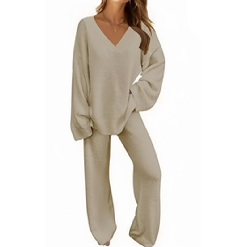 💜 LAST DAY PROMOTION - 50%OFF 💜Women's V-Neck Long Sleeve Sweater & Pants Set