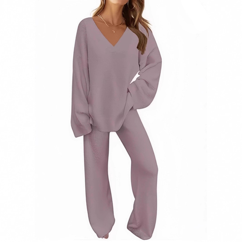 💜 LAST DAY PROMOTION - 50%OFF 💜Women's V-Neck Long Sleeve Sweater & Pants Set