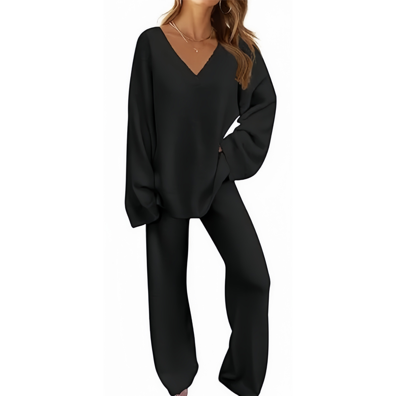 💜 LAST DAY PROMOTION - 50%OFF 💜Women's V-Neck Long Sleeve Sweater & Pants Set