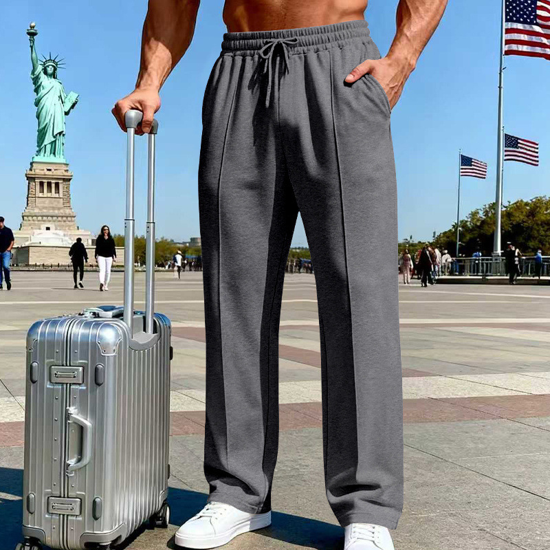 📢📢40% OFF !! ⏰Men's Elastic Waist Drawstring Straight Leg Pants