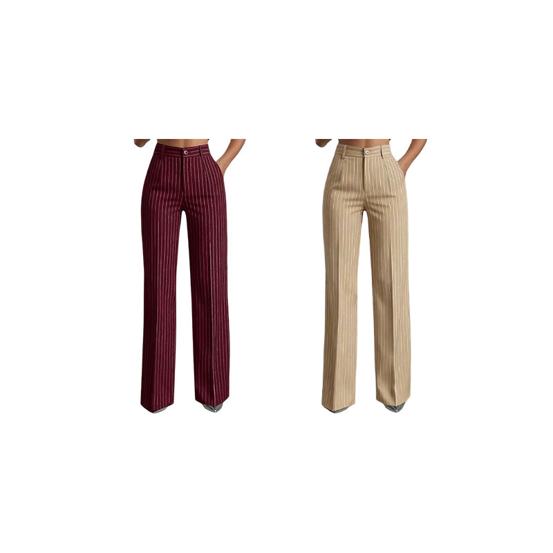 Women's High-Waisted Striped Wide-Leg Pants