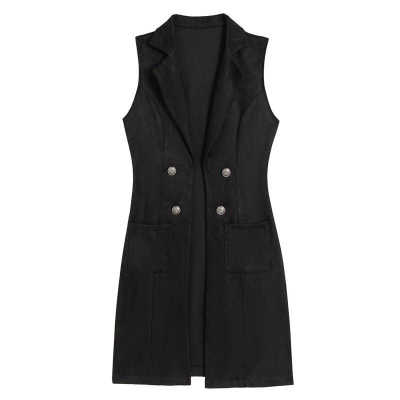 Women's Chic Sleeveless Open Front Longline Jacket
