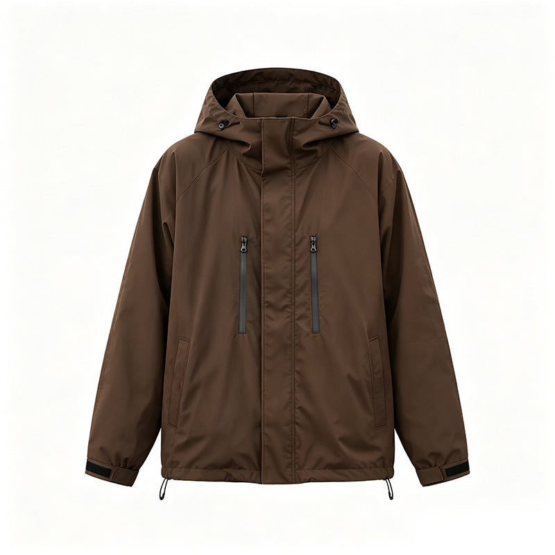 Men's Windproof Hooded Cargo Jacket Waterproof Outdoor Streetwear Coat
