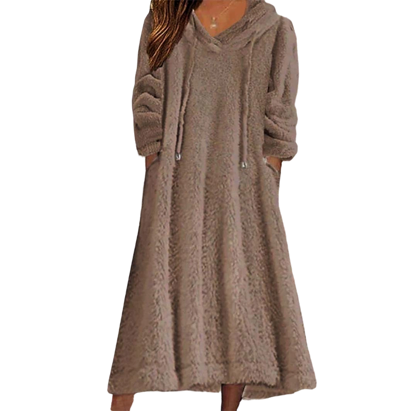 Women’s Casual Plush Hooded Lounge Dress