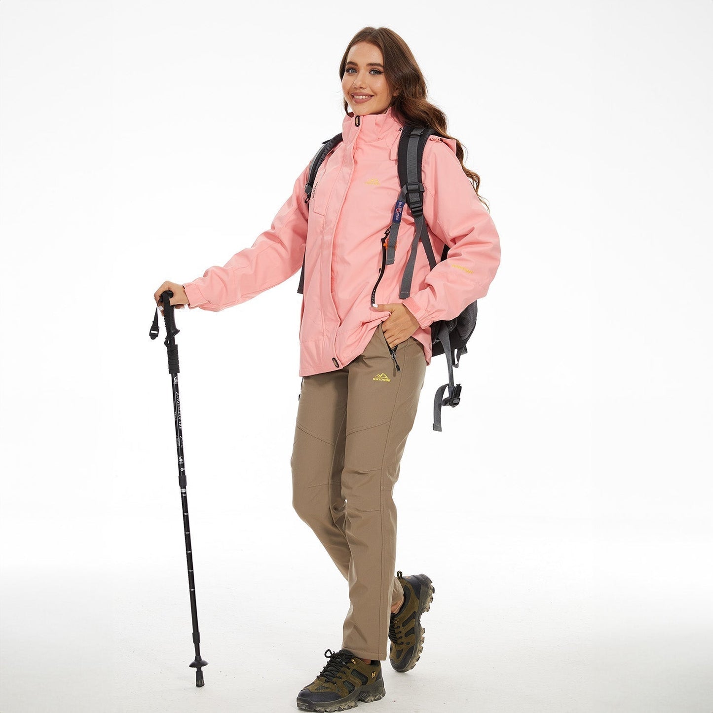 3-in-1 waterproof winter coat, fleece-lined, two-piece suit, ski and hiking jacket with hood