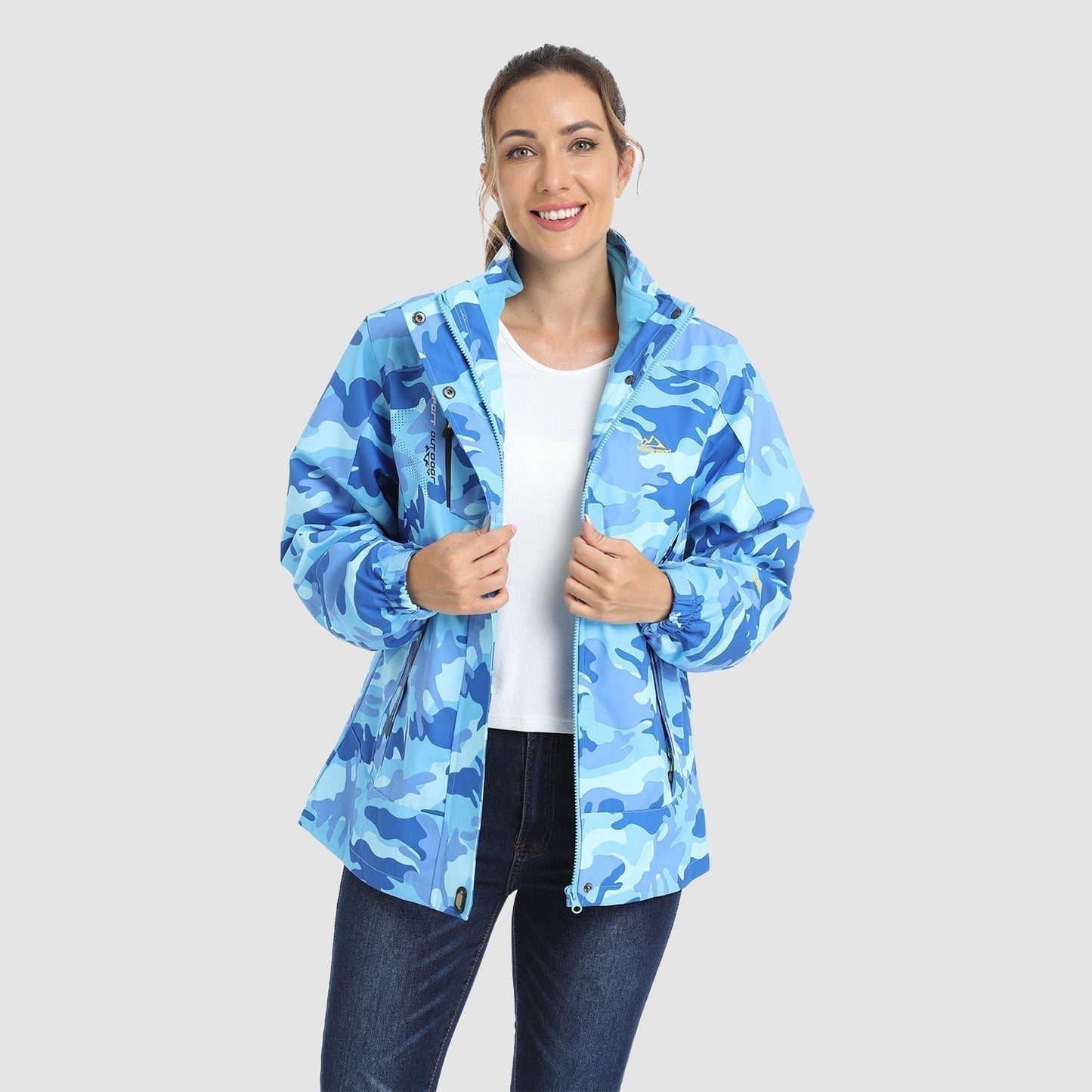 3-in-1 waterproof winter coat, fleece-lined, two-piece suit, ski and hiking jacket with hood