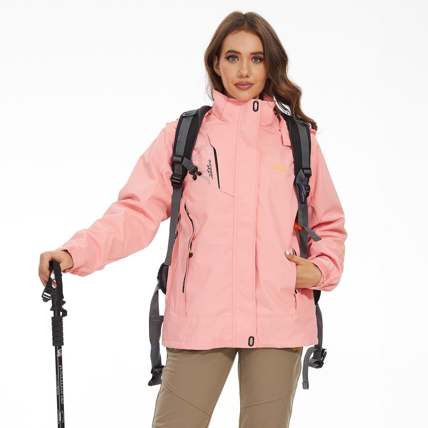 3-in-1 waterproof winter coat, fleece-lined, two-piece suit, ski and hiking jacket with hood