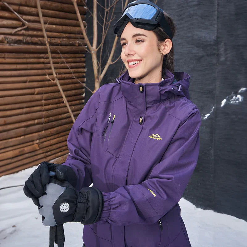 3-in-1 waterproof winter coat, fleece-lined, two-piece suit, ski and hiking jacket with hood