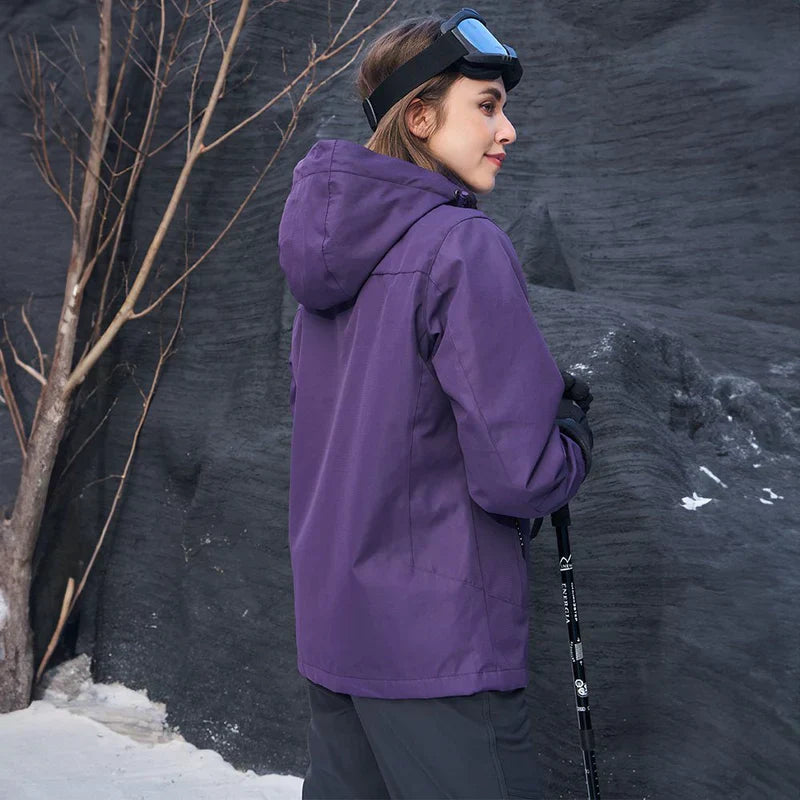 3-in-1 waterproof winter coat, fleece-lined, two-piece suit, ski and hiking jacket with hood