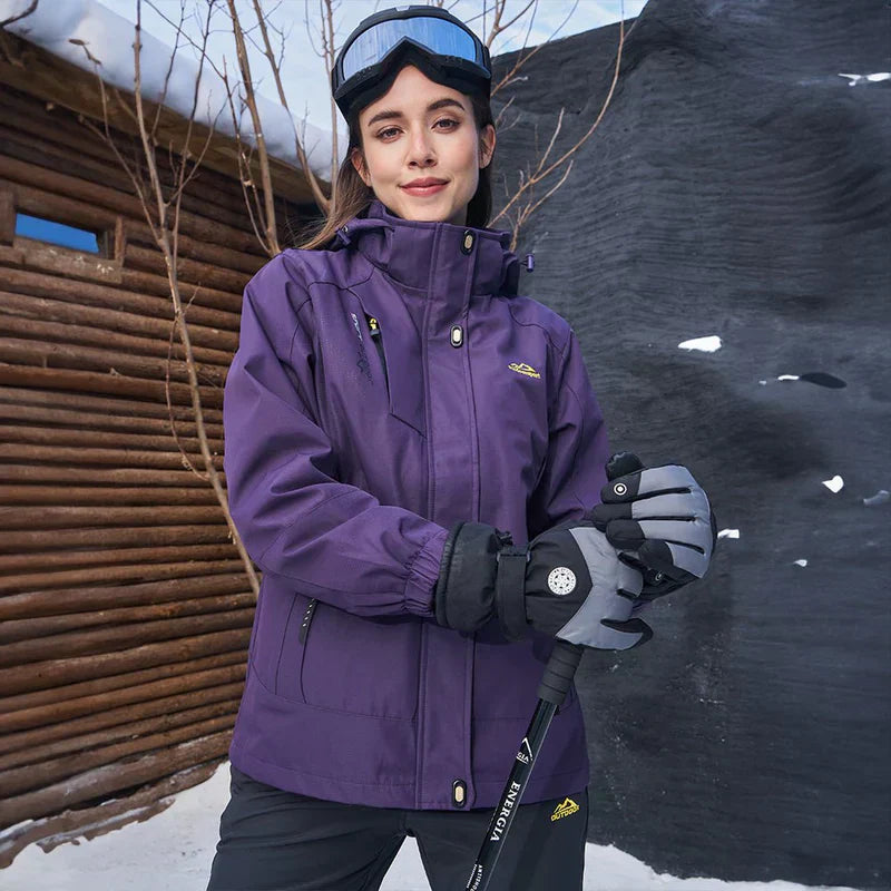 3-in-1 waterproof winter coat, fleece-lined, two-piece suit, ski and hiking jacket with hood