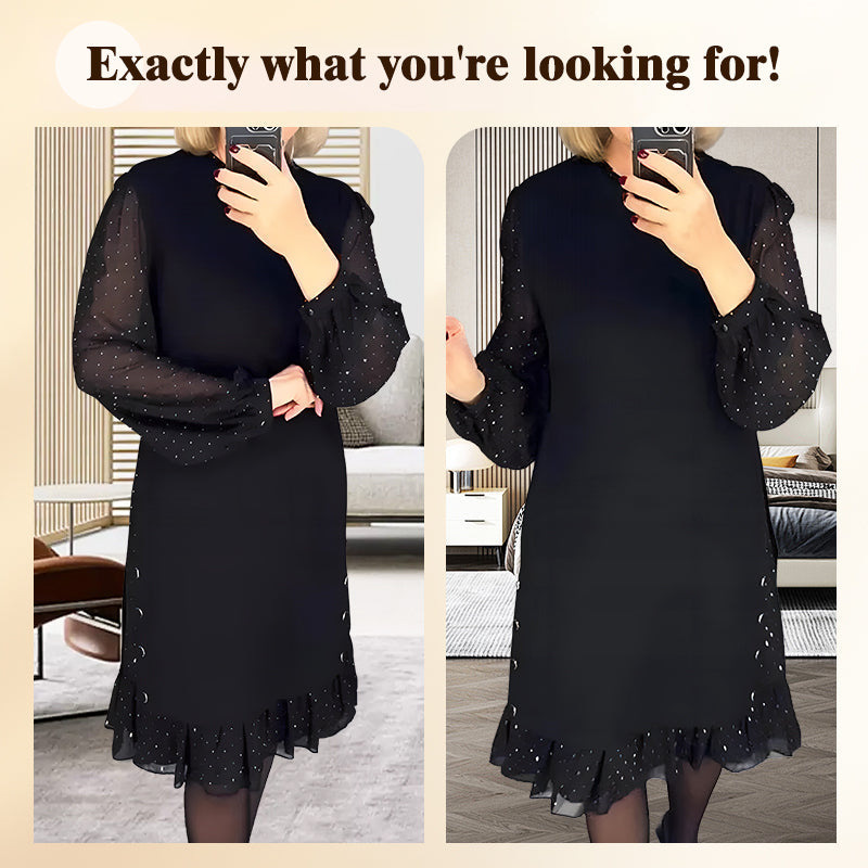 🔥Round neck dresses with plain rhinestones for women