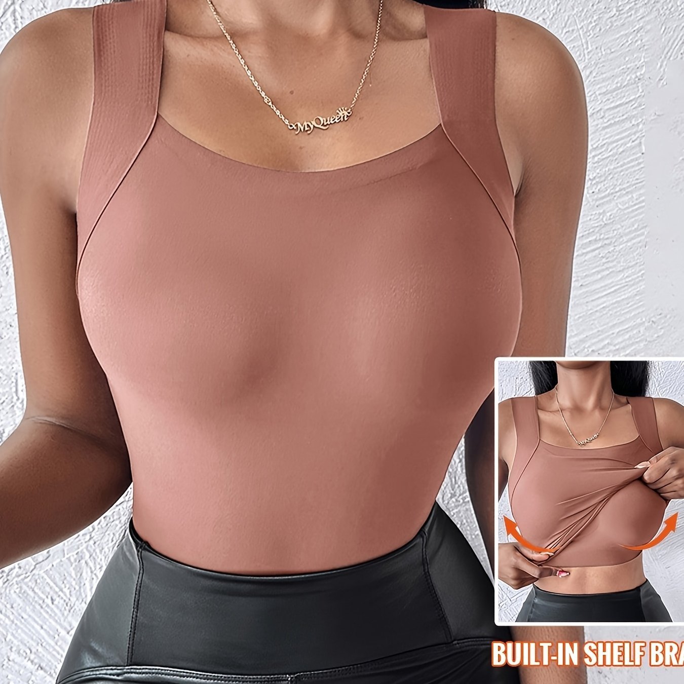🏆Last Day Special Price ＄16.99!!💐Women's U Neck Thermal Tank Tops with Built-In Bra